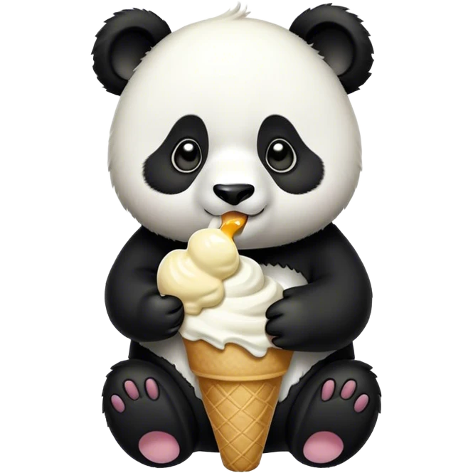 Panda eating ice cream emoji