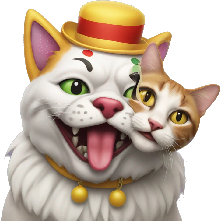 Cat-clown with dog clown emoji