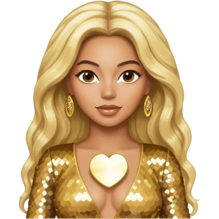 Beyonce long platinum blonde hair, gold outfit emoji