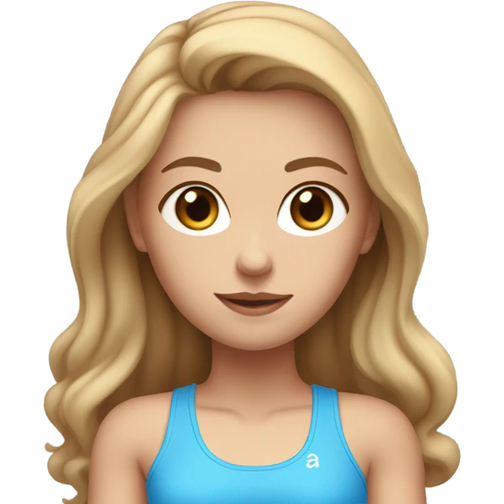 gym girl in crop top, light brown hair, blue eyes, caucasion emoji