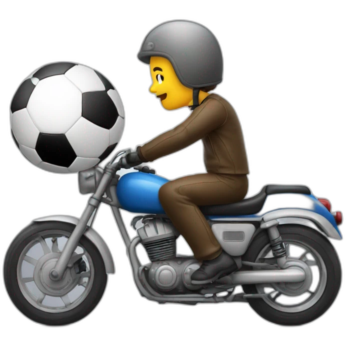 Ballon de football qui conduit une moto emoji