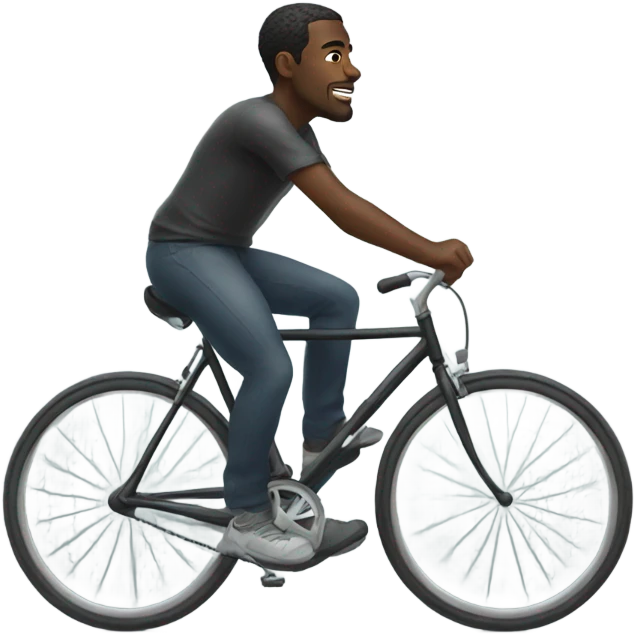 Black man on bicycle in the fog emoji