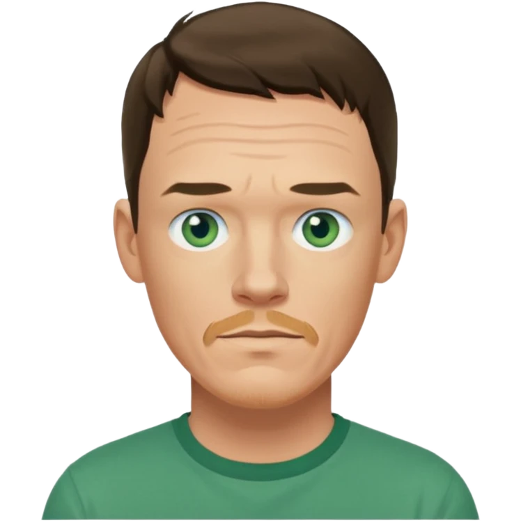 Matthew Lillard with blue eyes, green shirt emoji