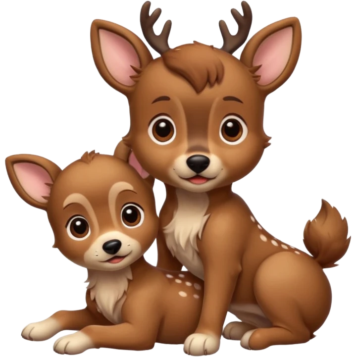 puppy and a deer  emoji
