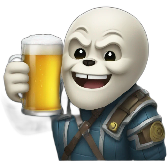 Sans drinking a beer emoji