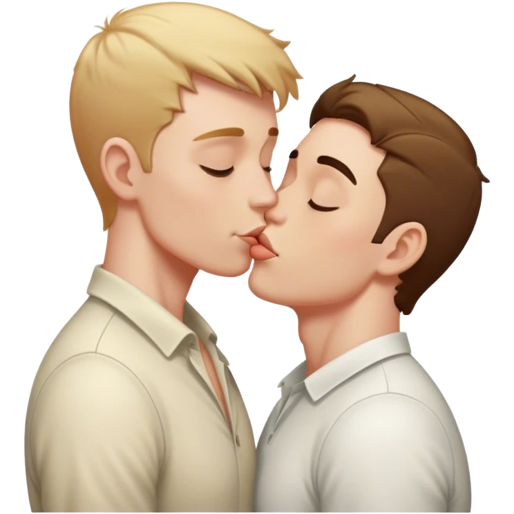 Tall white guy kiss short white guy emoji