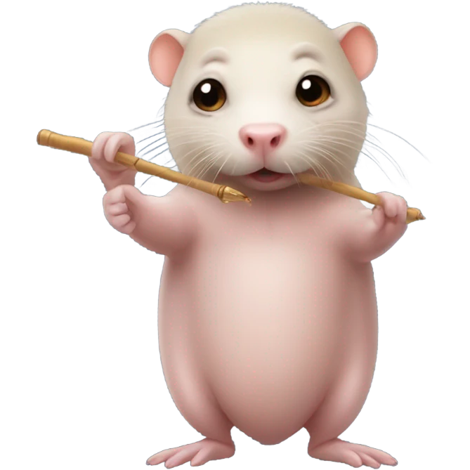 Naked mole rat holding a magic wand and a tutu emoji