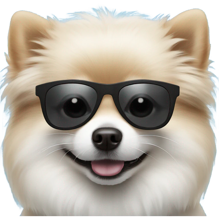 Black and white Pomeranian wearing sunglasses emoji
