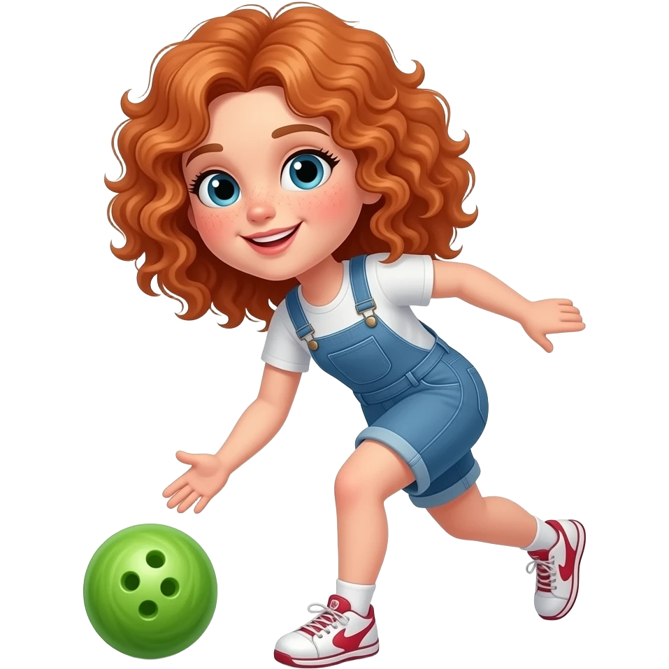 Fille rousse bouclés tâches de rousseur Bowling emoji