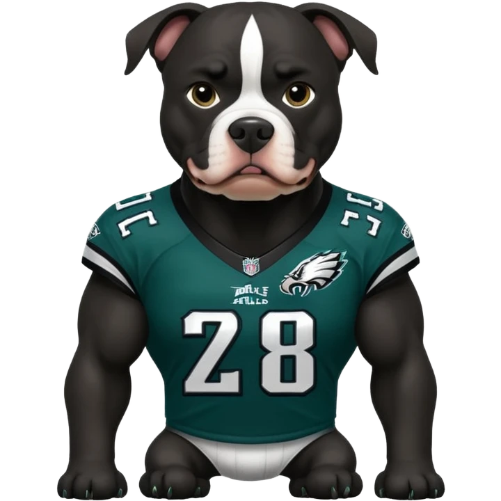 Chunky Black pitbull dog wear Philadelphia eagles  emoji