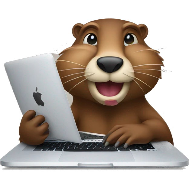 Beaver using Mac laptop emoji