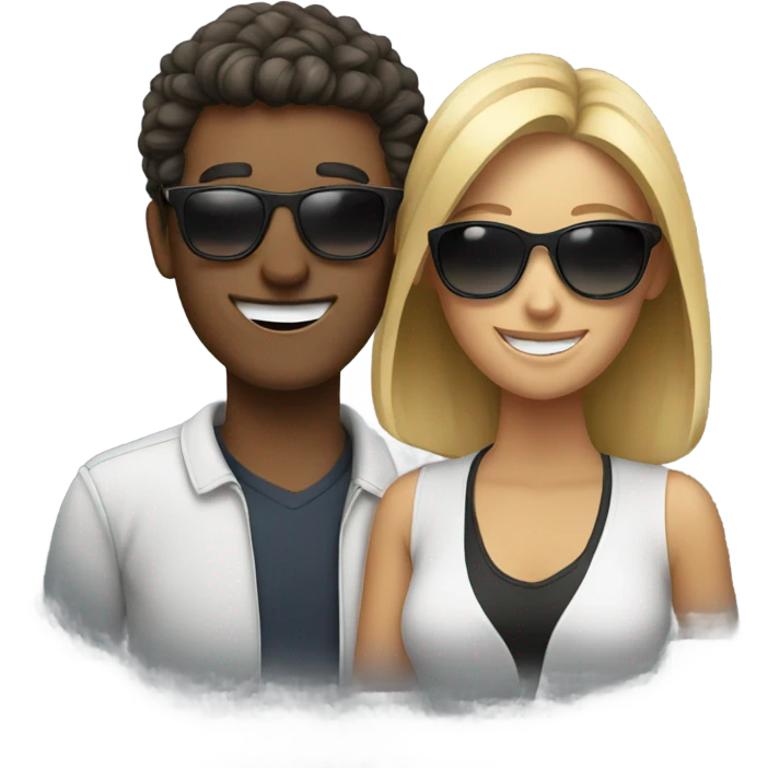 smiling couple with sunglasses emoji