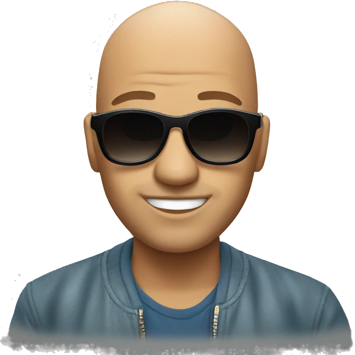 Bald guy wearing sunglasses DJing emoji