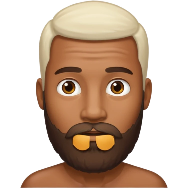 Hombre marrón bronceado con la pelada sin broncear y barba emoji