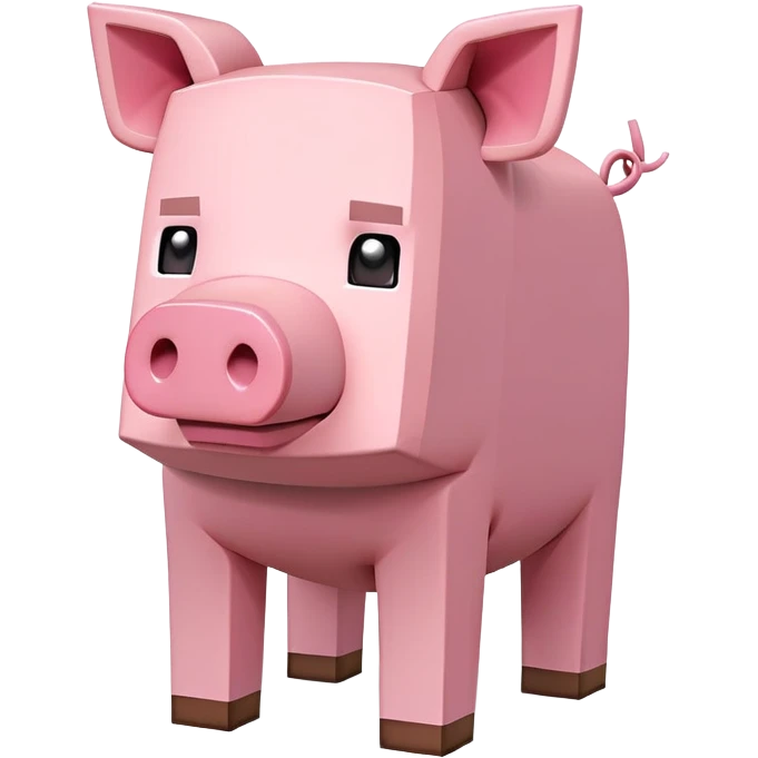 Minecraft pig, full body, pink blocky animal with square head emoji