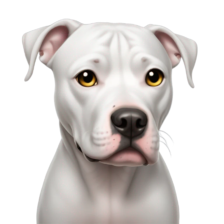 White pit bull gray eyes dark ears emoji