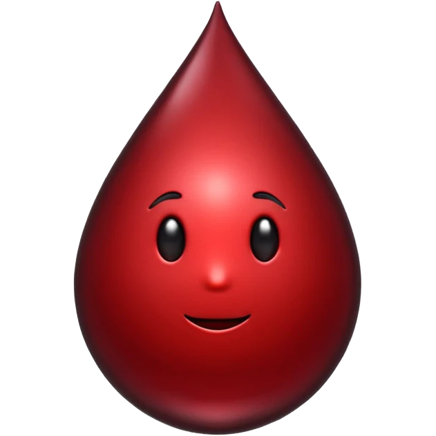 single blood drop emoji sculpted from dark liquid metal, glossy surface, dramatic reflections, futuristic minimal 3D style, isolated on white emoji