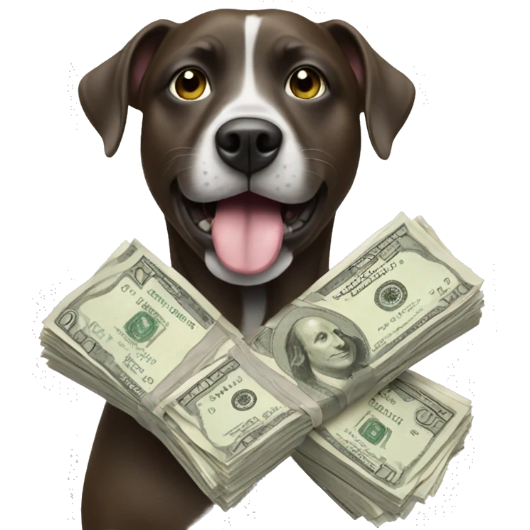 Dog holding money in his mouth emoji