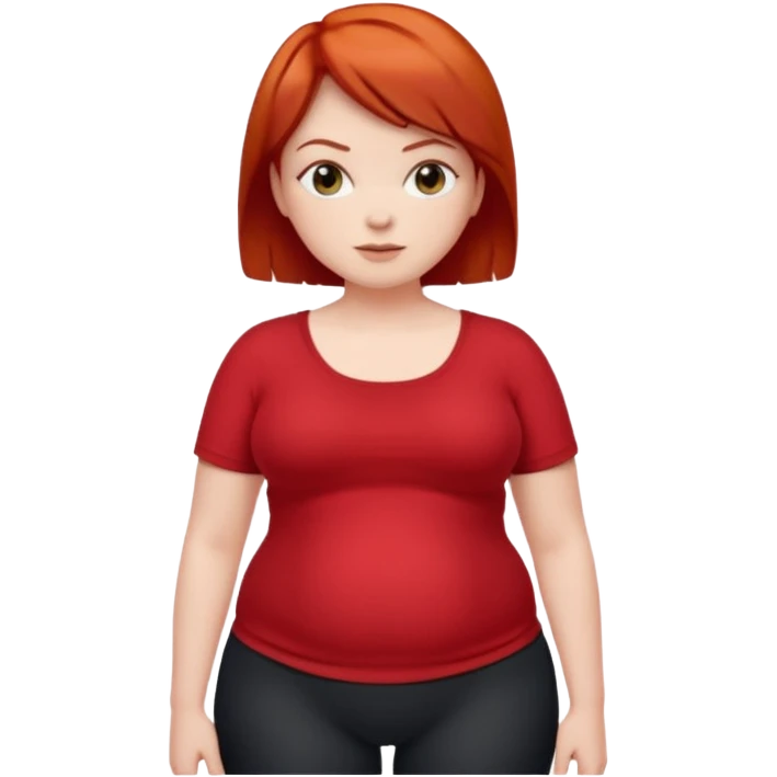 Lazy Short woman with straight ahort red hair and fat tummy emoji