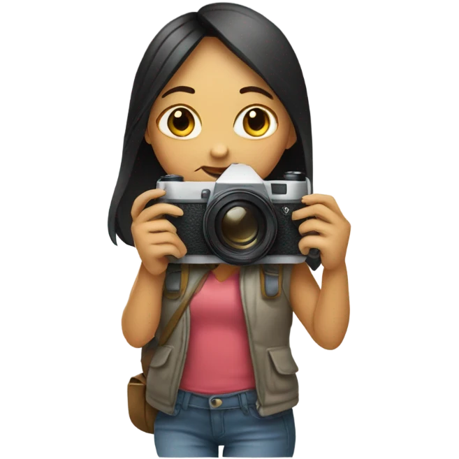 girl with a camera and a pencil emoji
