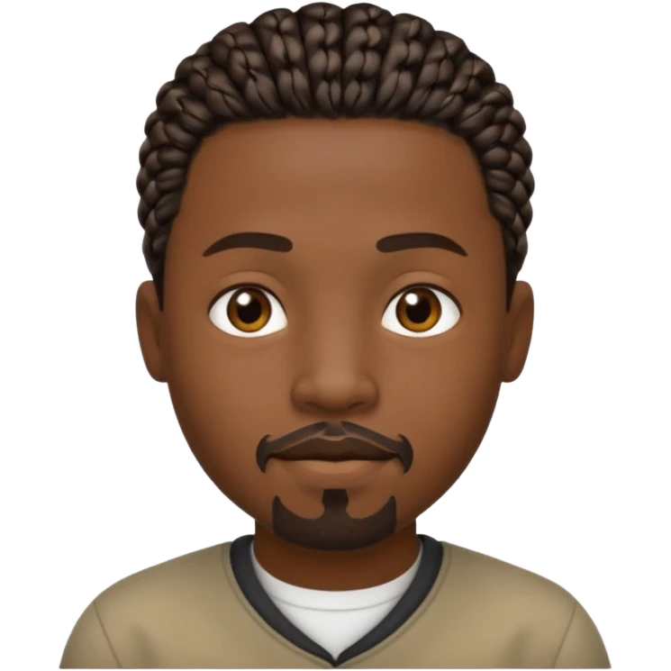 Hazme un emoji de un hombre negro con trenzas cortas, pero no tanto y una pequeña perilla sin bigote emoji