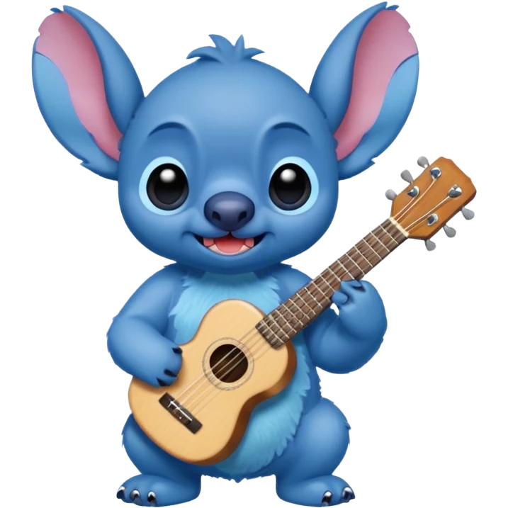 Stitch the blue alien from Lilo & Stitch holding a ukulele emoji