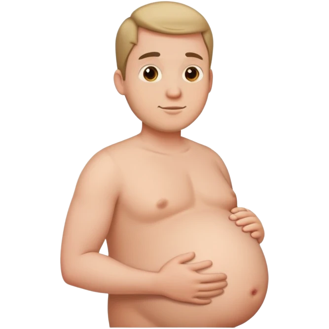 Pregnant man with large baby bump facing left emoji