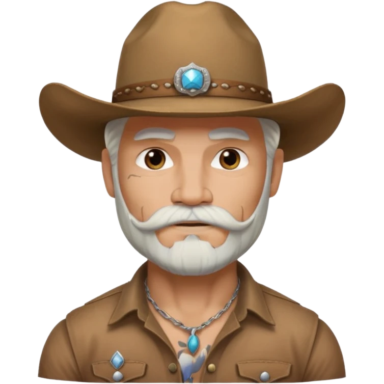 muscular tattooed on face and mustached cowboy long white hair and beard  emoji