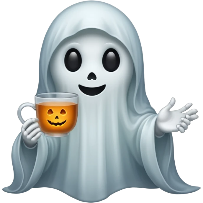  Spooky Ghost emoji holding a cup of tea emoji