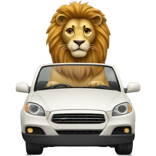 Lion driving car emoji