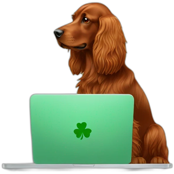 irish setter working on laptop emoji