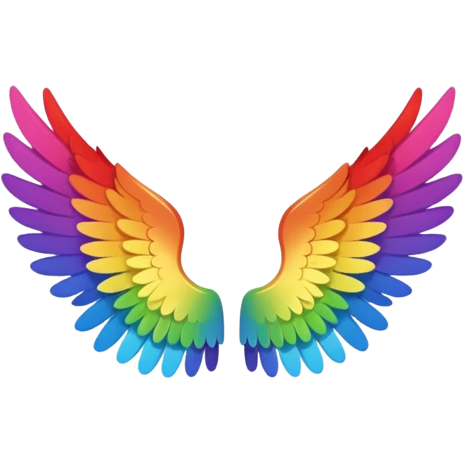 Simple rainbow angel wings. Simple cute small left and right rainbow angel wings. Only wings. emoji