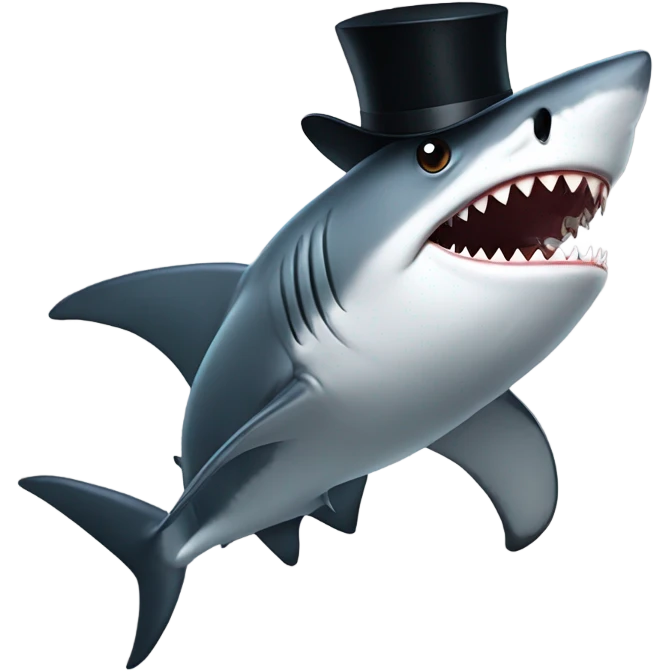 Shark with a top hat emoji