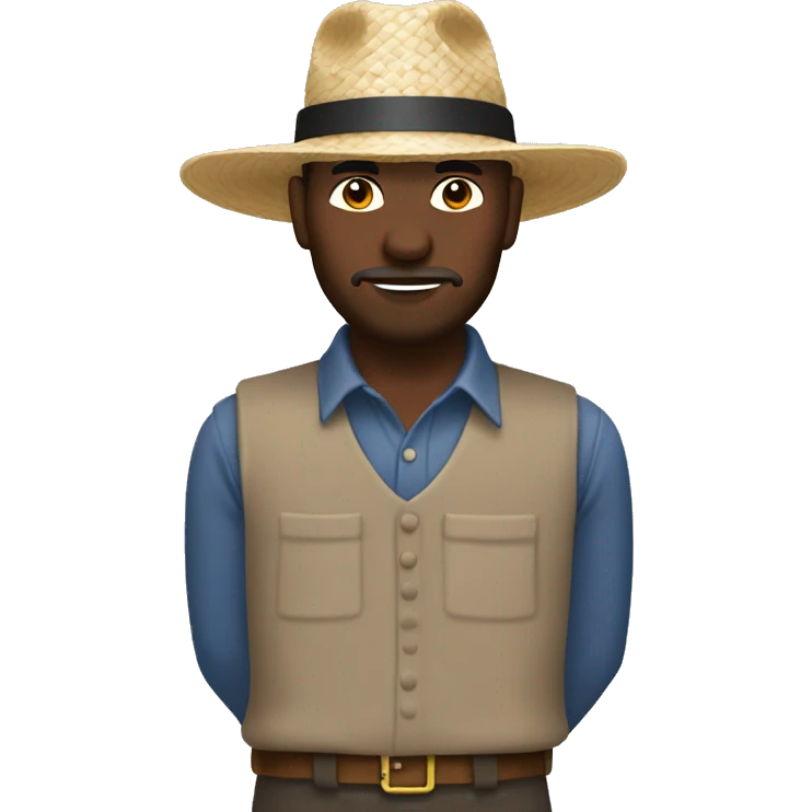 Amish man white with brown straw hat doing construction emoji