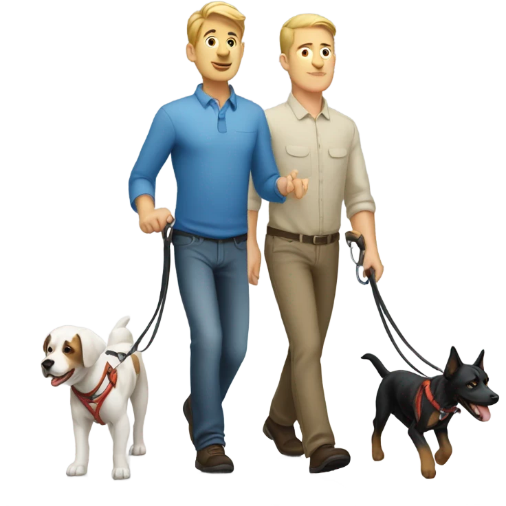 White Man walking dogs emoji