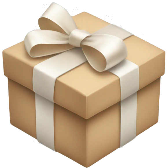 beige gift box white bow ribbon emoji