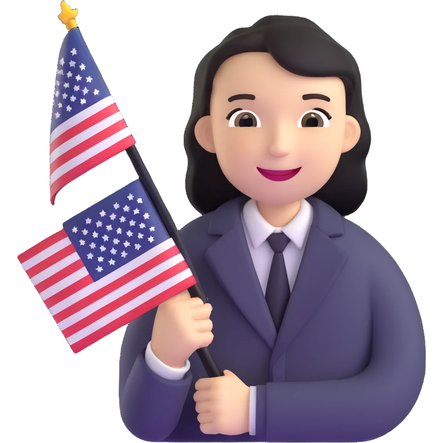smiling person with American flag emoji
