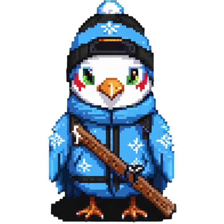Nightingale bird with ski cap emoji