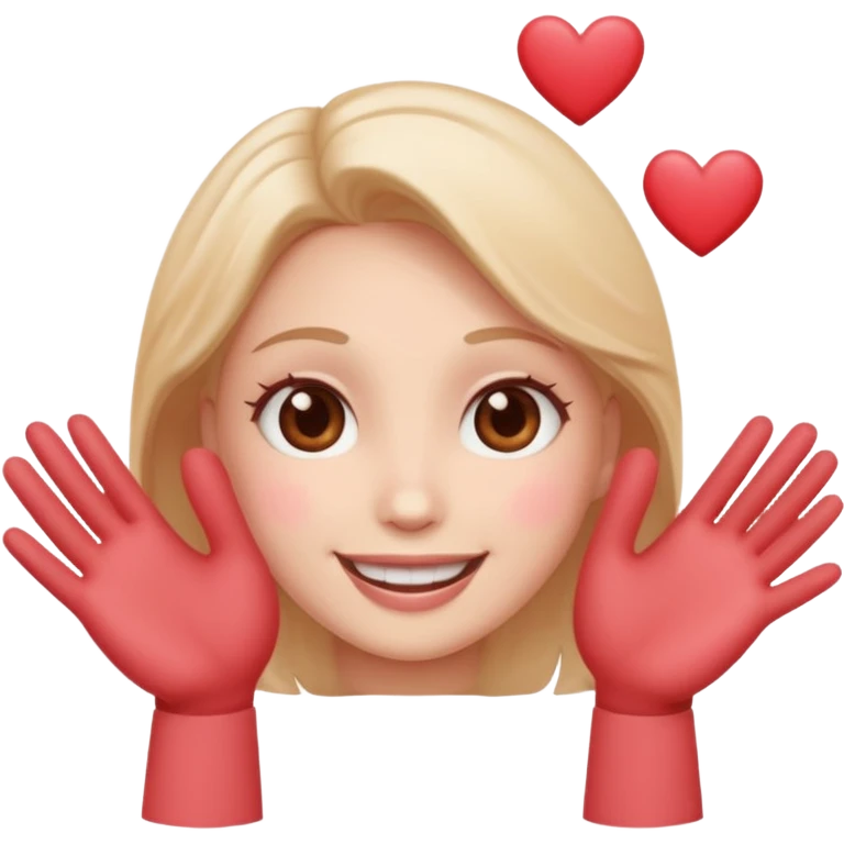 Smiling face with hearts, blush and hands reaching out emoji