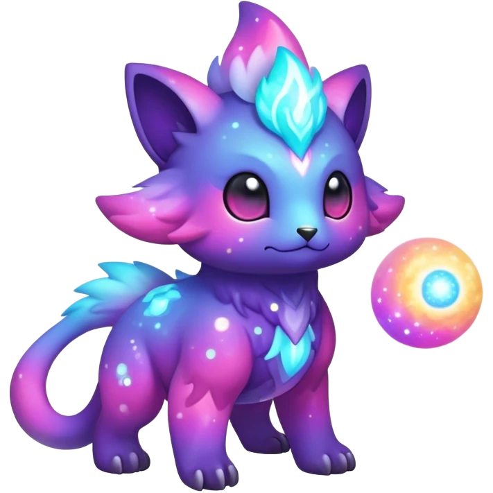 Cute cool colorful nebula fantasy animal hybrid Fakemon full body emoji