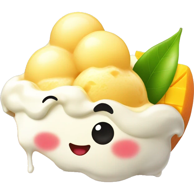vivid mango ice cream, cute emoji
