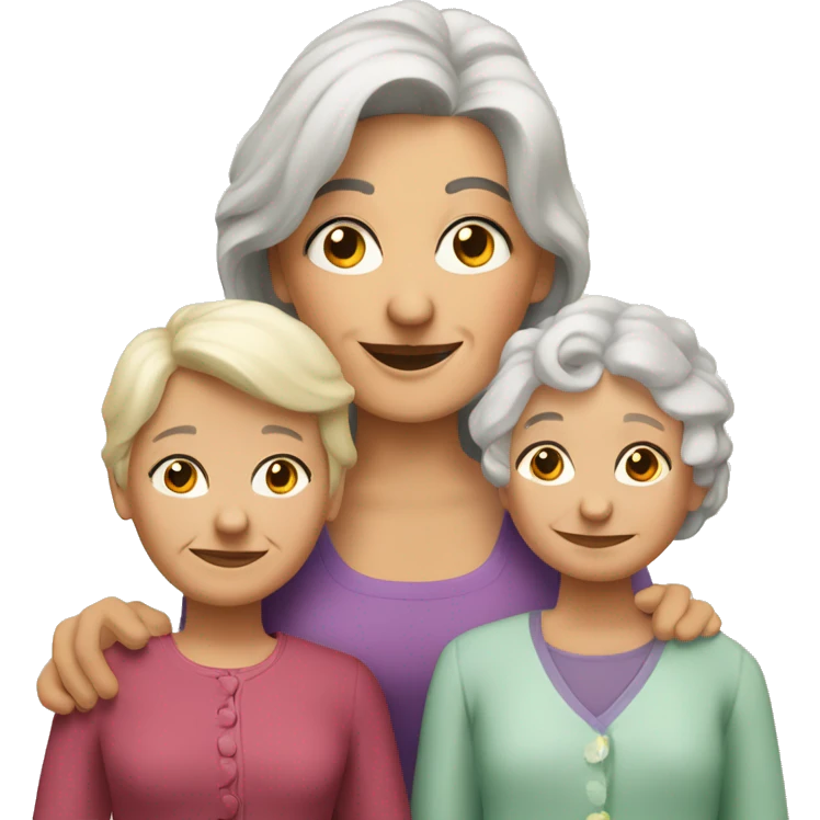 una familia con una abuela rubia, una mamá pelinegra y una hija rubia emoji