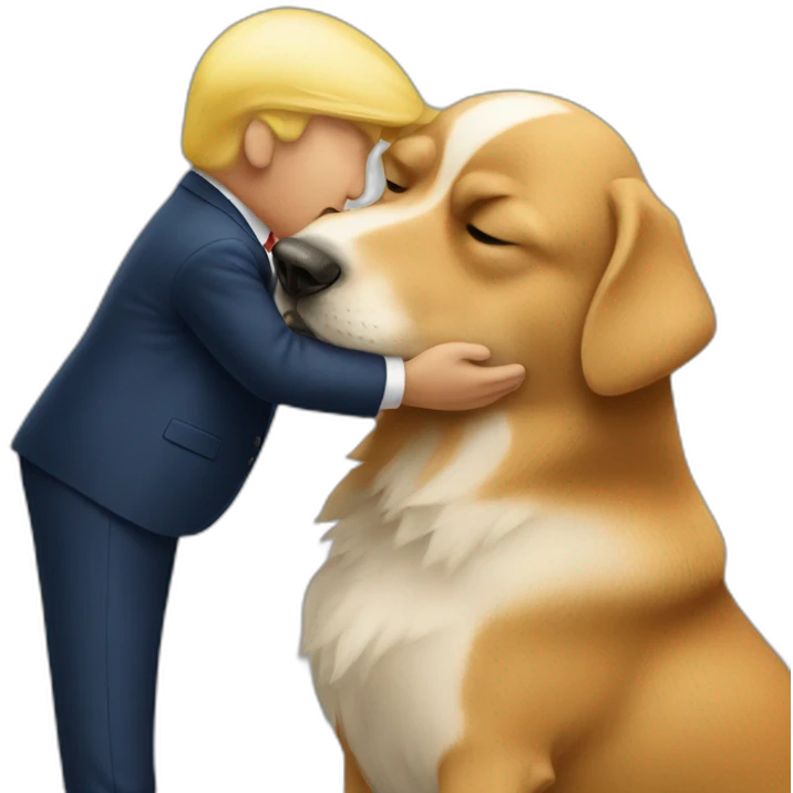 trump kissing a dog emoji