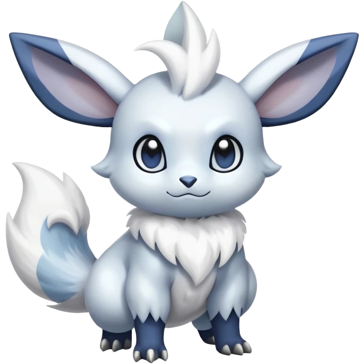 Shiny White Furry Snowy Ice-type Absol-Minccino-Emolga-Hybrid (Full body) emoji