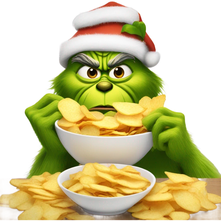 Grinch with chips and dip emoji