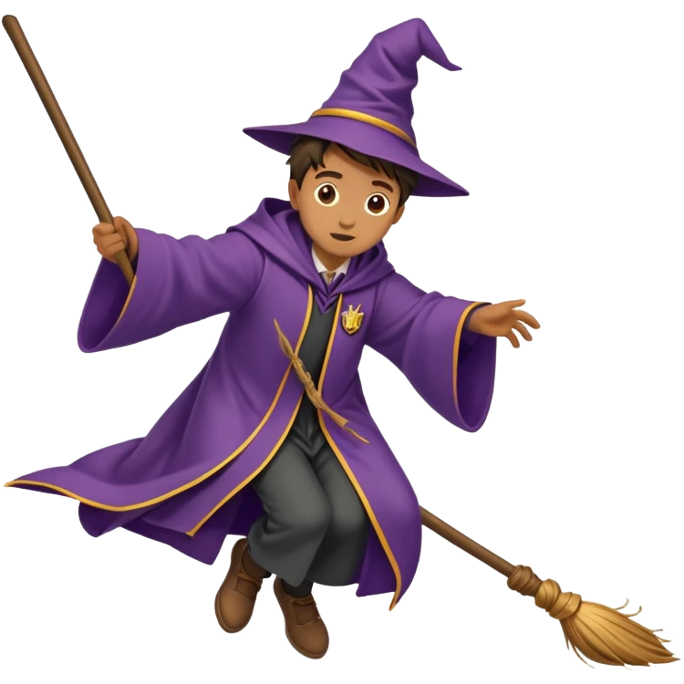 Hogwarts student in wizard robes falling off a broomstick emoji