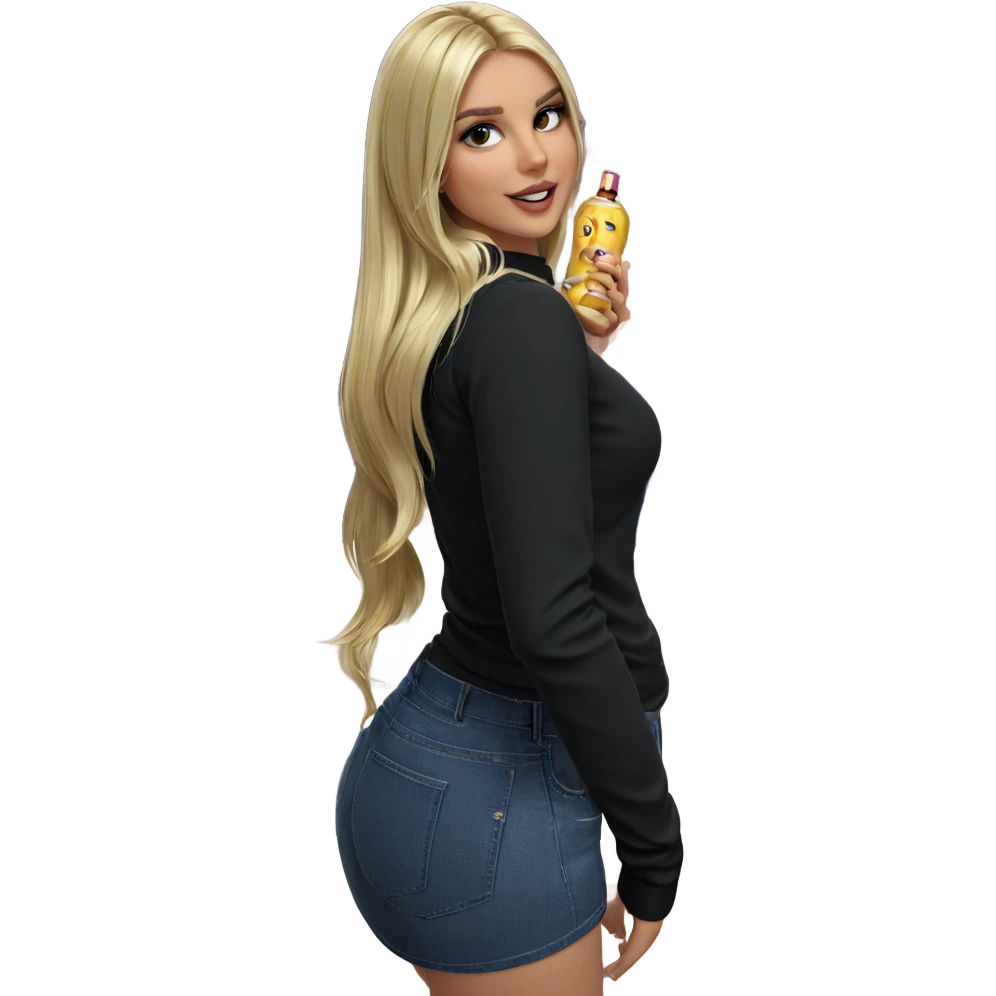 blonde girl with bottle emoji