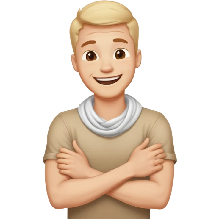 Arms crossed holding neck laughing guy  emoji