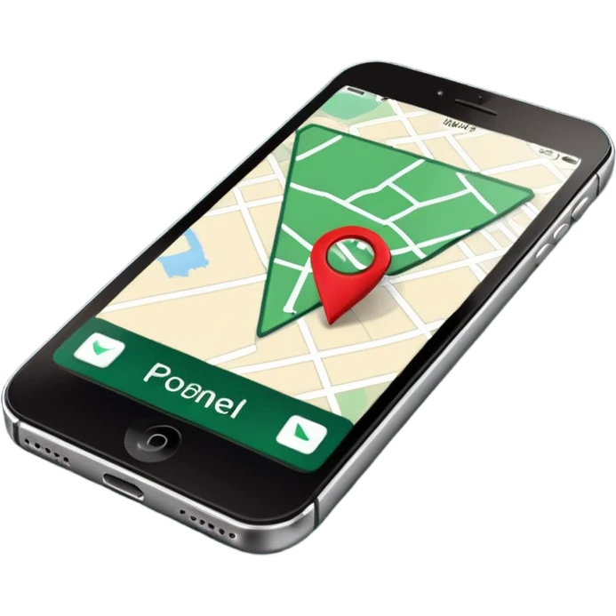 dark green geotag pointing to map on dark green iphone display emoji