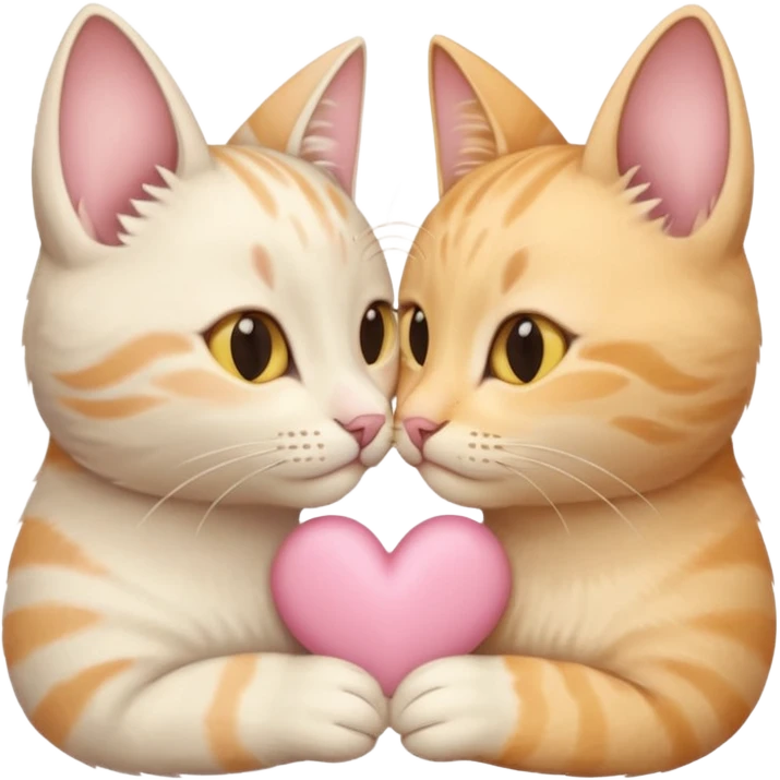 Two cats “nose to nose” + a small heart between them in soft pink, beige and yellow pastel colors emoji